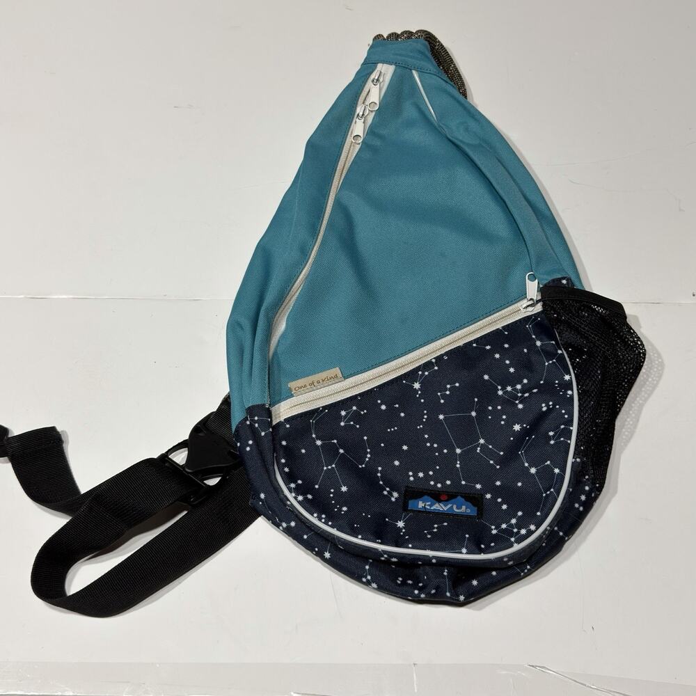 KAVU Paxton Pack Rope Sling Bag Star Gaze Teal Crossbody Backpack 16x12
